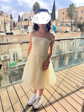 Zoe Ltd Girls' Cream Tulle Party Dress